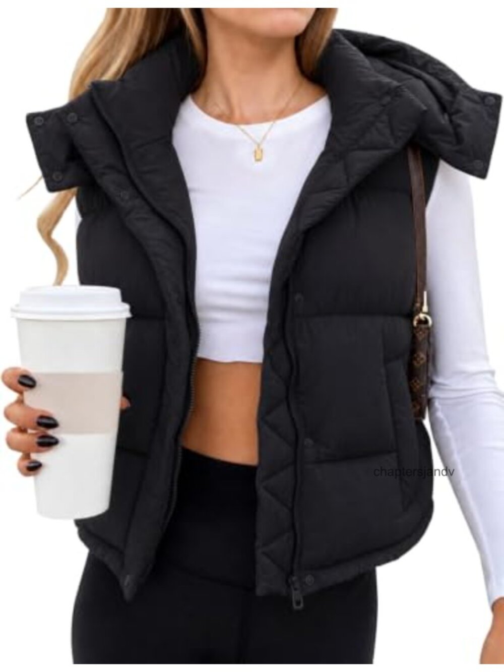 Women's Cropped Puffer Vest Zip Up Sleeveless Padded Winter Coat